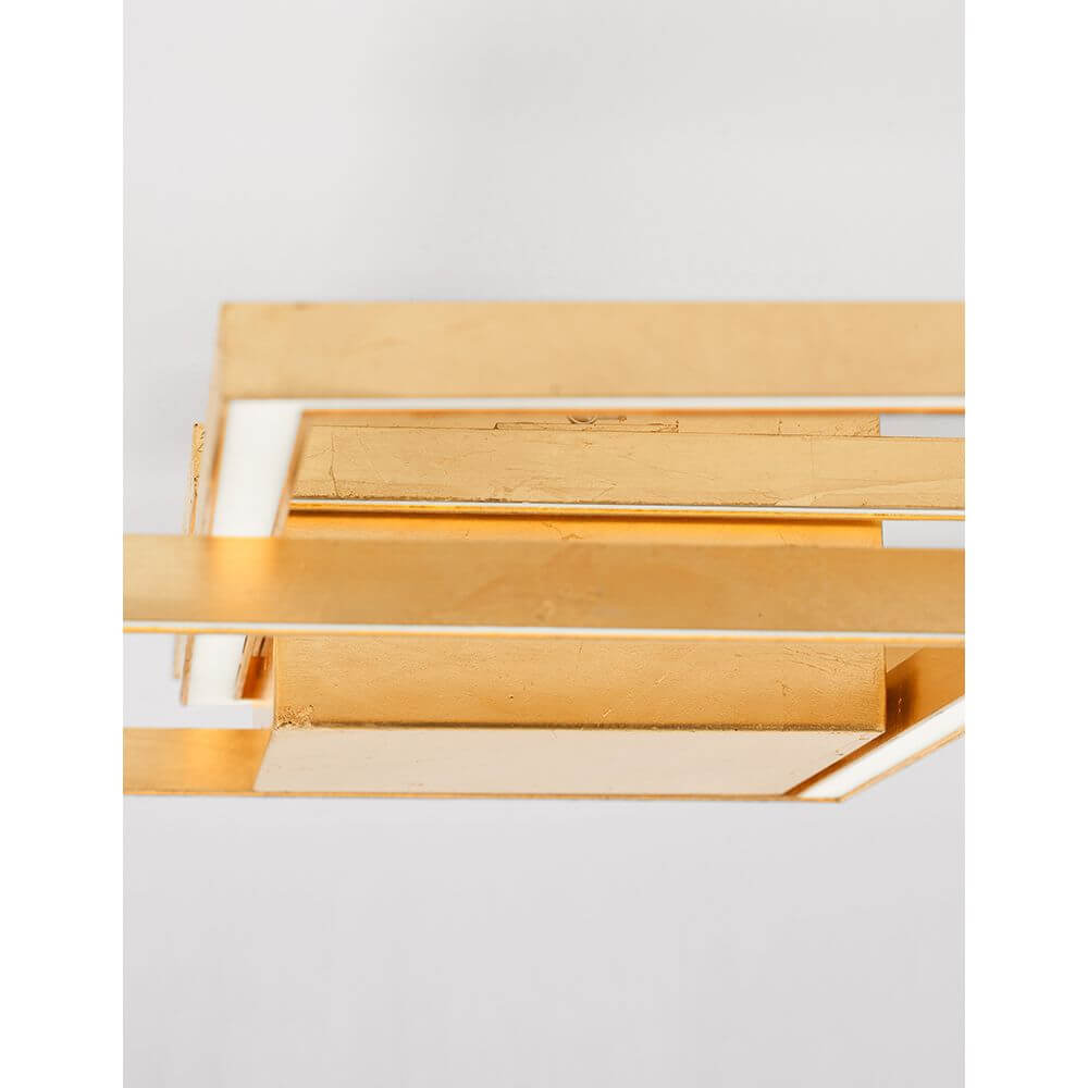 Bilbao LED Deckenleuchte in modernem geometrischem Gold-Design, flache LED-Deckenlampe für elegantes Wohnraum-Ambiente
