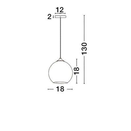 Dessin technique de la suspension Blaze Ø 18 cm cuivre avec dimensions