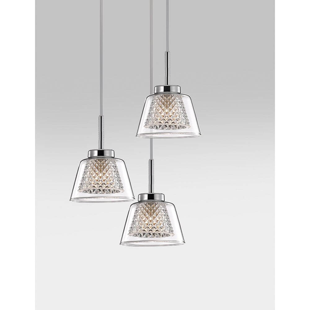 Boccale Pendellampe Glas Klar, elegante Anhängerleuchten mit glänzendem Glasdesign.