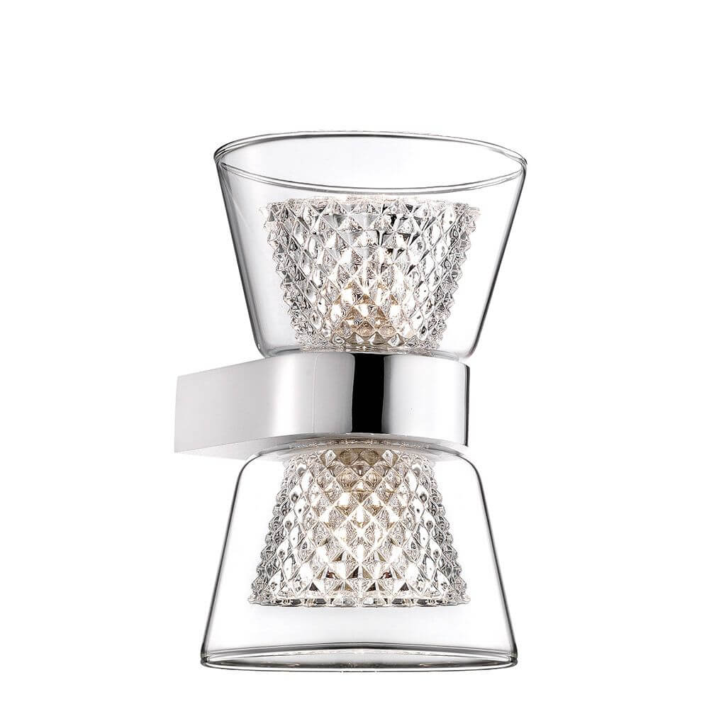 Boccale Glas-Wandlampe Chrom, Klar - stilvolle Wandlampe mit klaren Glas- und Chromakzenten.