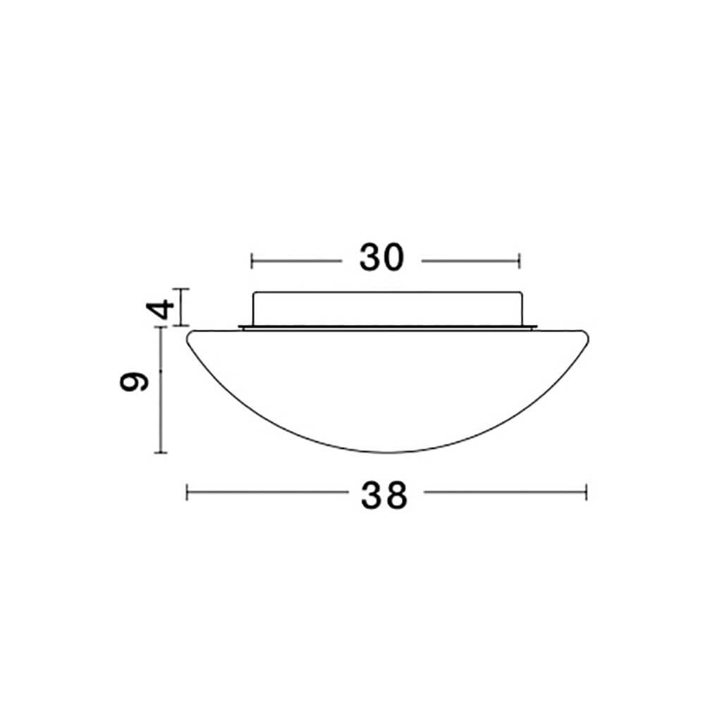 Brest Bad Deckenlampe Opal-Weiß Maße Diagramm 30x38 cm, Modernes Deckenlicht für stilvolle Badezimmerbeleuchtung.