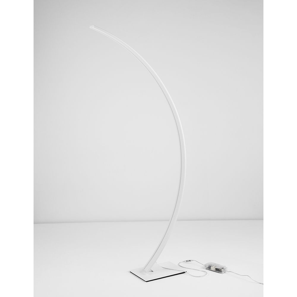 Breton LED Stehlampe 150cm aus schwarzem Aluminium und Acryl mit dimmbarer LED-Beleuchtung.