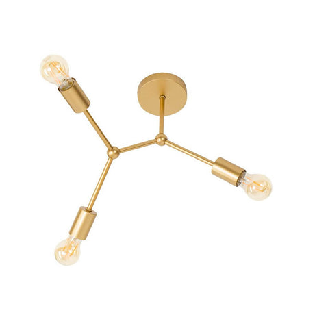 Calisto Deckenleuchte 3-flammig Messing, elegante Deckenleuchte mit drei Glühbirnen im modernen Design.
