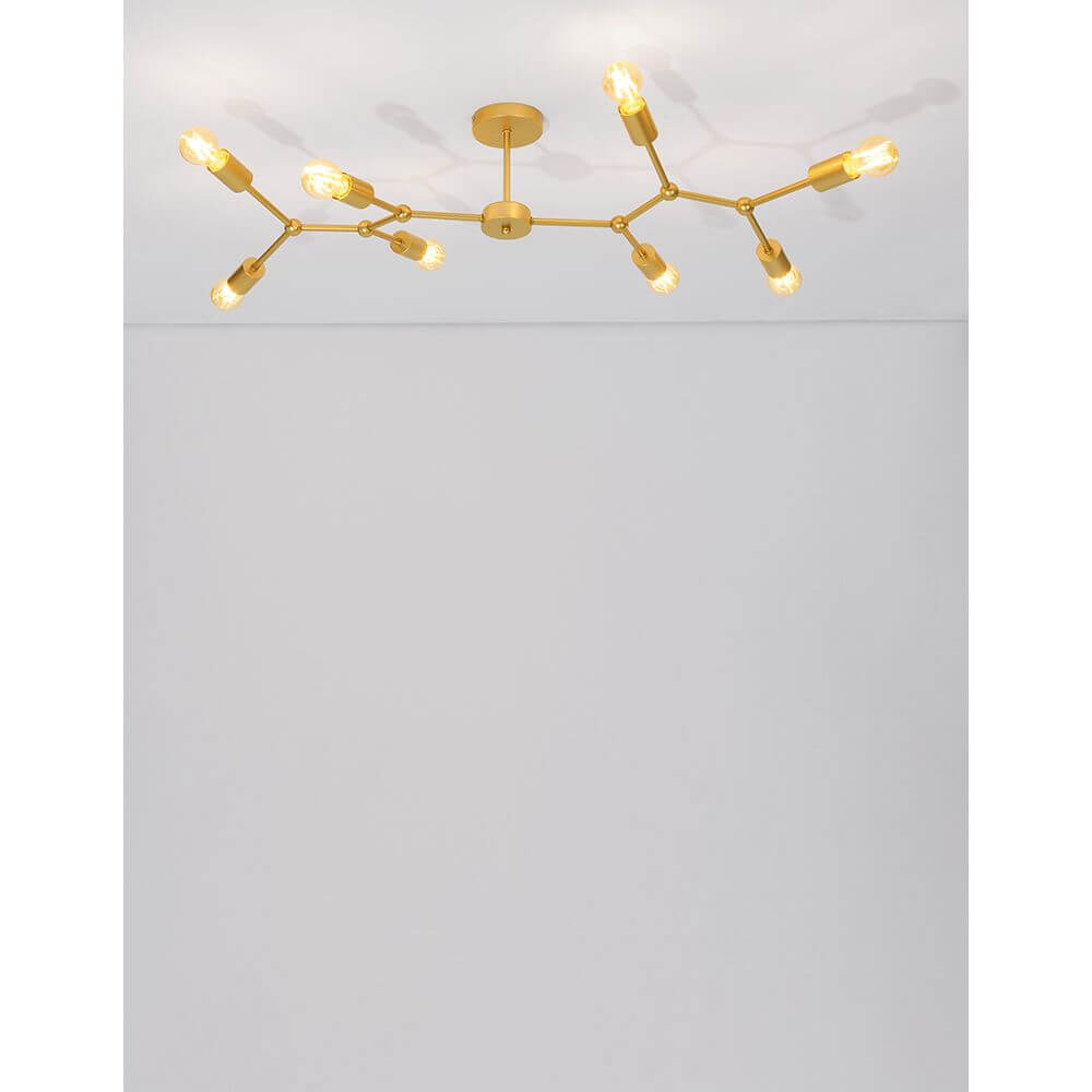 Calisto Deckenleuchte Metall 8-flg. Messing, moderne Deckenlampe mit 8 Armen und messingfarbener Oberfläche.