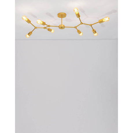 Calisto plafonnier en métal 8 lampes laiton, luminaire de plafond moderne avec 8 bras et une finition couleur laiton.