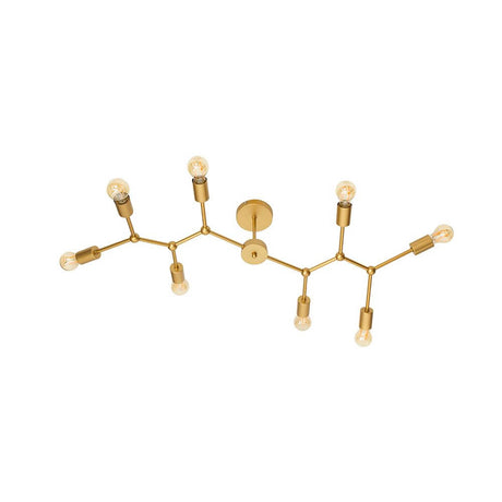 Calisto plafonnier en métal 8 lampes laiton avec un design moderne et des bras ramifiés pour un éclairage élégant.