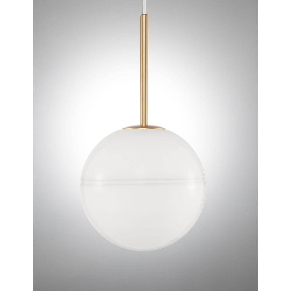 Cantona Hängeleuchte Ø 25cm Glas mit Goldakzent und rundem, weißem Glasdesign.
