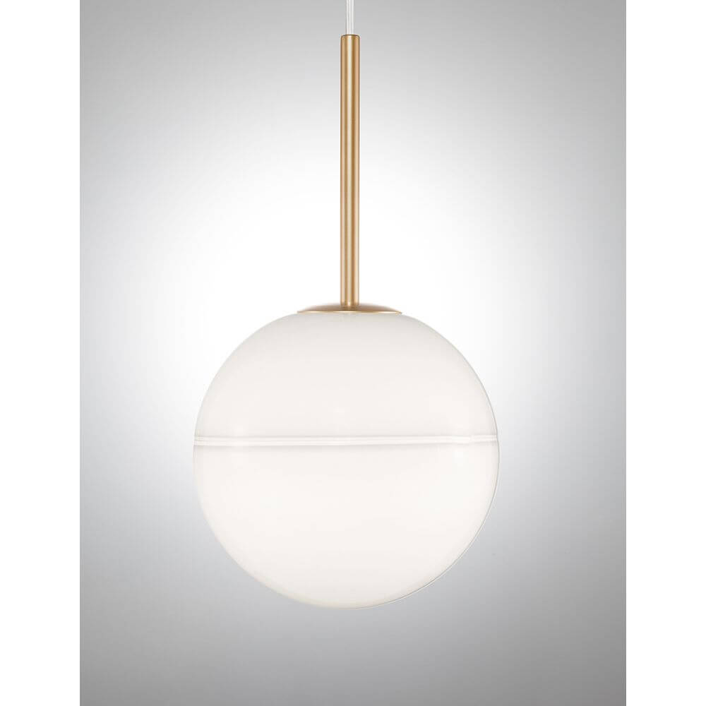 Cantona Hängeleuchte Ø 25cm Glas mit weißem Glaskorpus und goldener Aufhängung, modernen Stil.