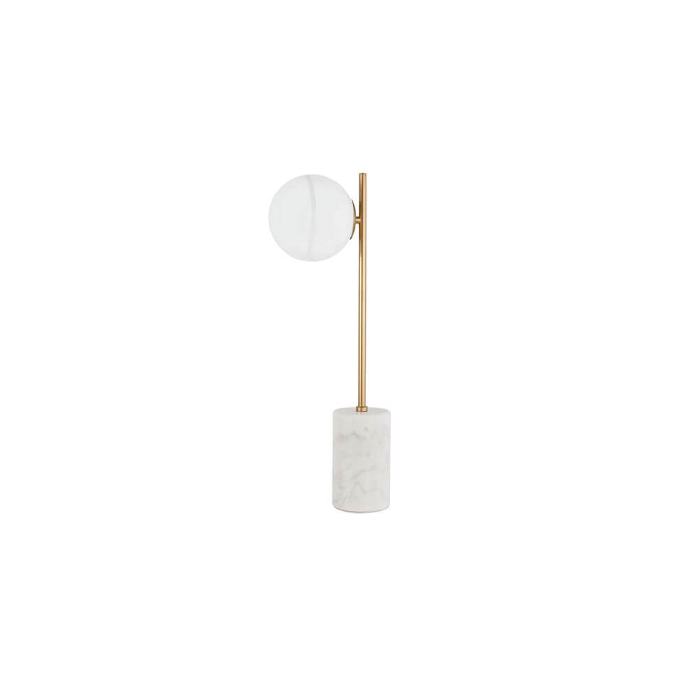Cantona Marmor Tischlampe Messing, Weiß mit eleganter, minimalistischer Gestaltung aus Marmor und Messing.