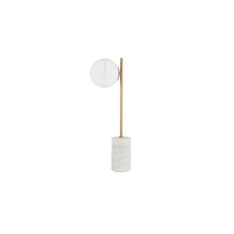 Cantona Marmor Tischlampe Messing, Weiß mit eleganter, minimalistischer Gestaltung aus Marmor und Messing.