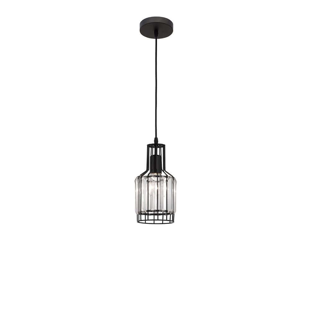 Carter Kristall-Pendellampe Schwarz, Klar in modernem Design mit klarem Glas und schwarzem Gestell.