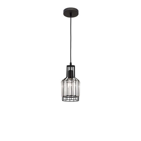 Carter krystallpendellampe svart, klar i moderne design med klart glass og svart ramme.