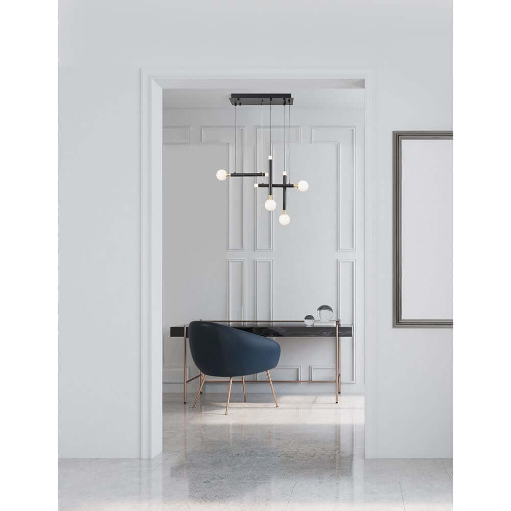 Cayo LED Hängelampe Schwarz in modernem Raum mit eleganter Einrichtung und stilvollem Design.