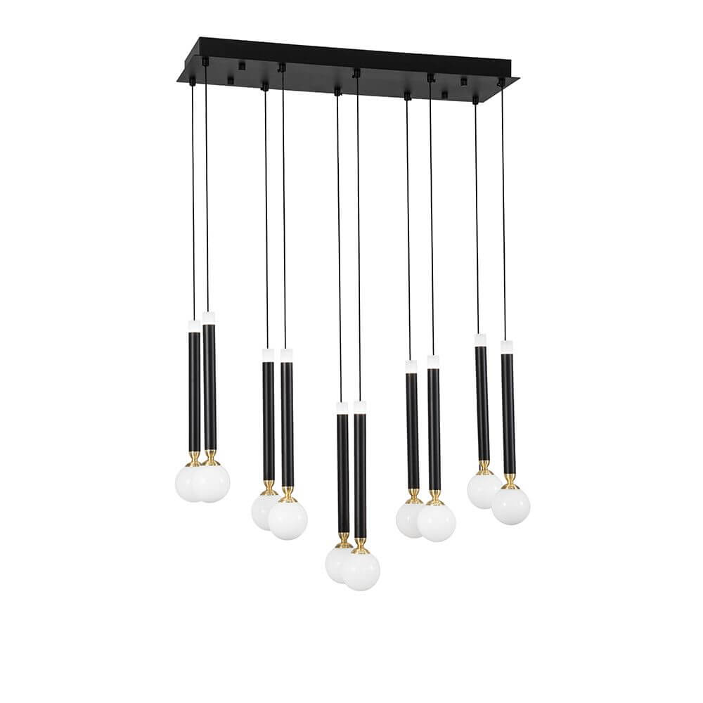 Cayo LED Pendelleuchte Schwarz mit Opalglas und schwarzem Aluminium, 50 Watt, 2400 Lumen, 72 cm lang.
