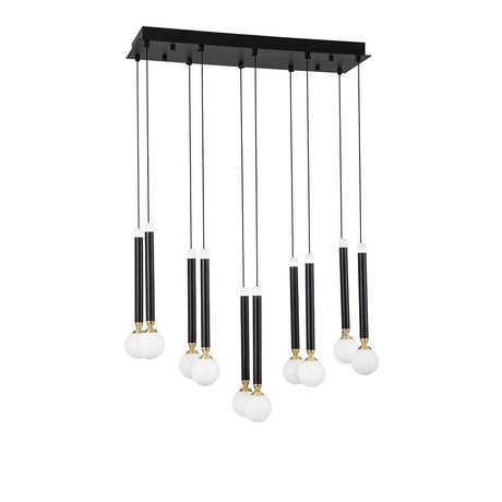Cayo LED Pendelleuchte Schwarz mit Opalglas und schwarzem Aluminium, 50 Watt, 2400 Lumen, 72 cm lang.