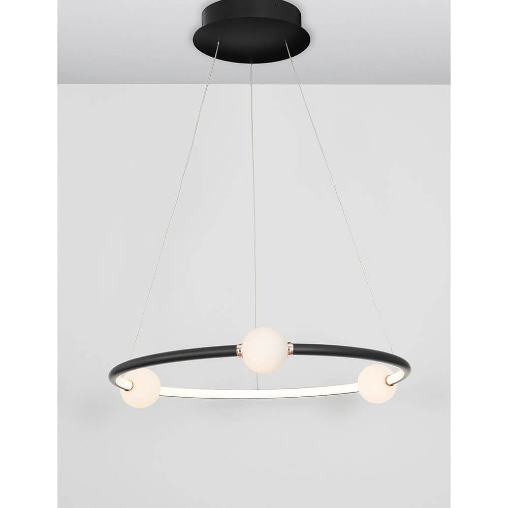 Celia LED Hängelampe Ø 64cm – moderne schwarze und weiße Pendelleuchte aus Aluminium und Glas, ideal für Ess- und Wohnzimmer