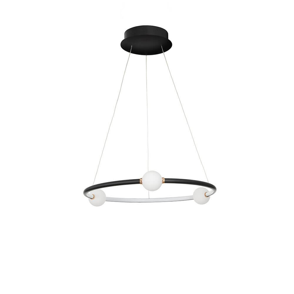Celia LED Hängelampe Ø 64cm – moderne schwarze/weiße Aluminium-Glas Pendelleuchte für Ess- oder Wohnzimmer, elegantes Design