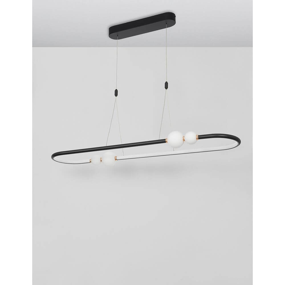 Celia LED Hängeleuchte 100cm in modernem Design mit Aluminium und Glas, ideal für Wohn- und Esszimmer.
