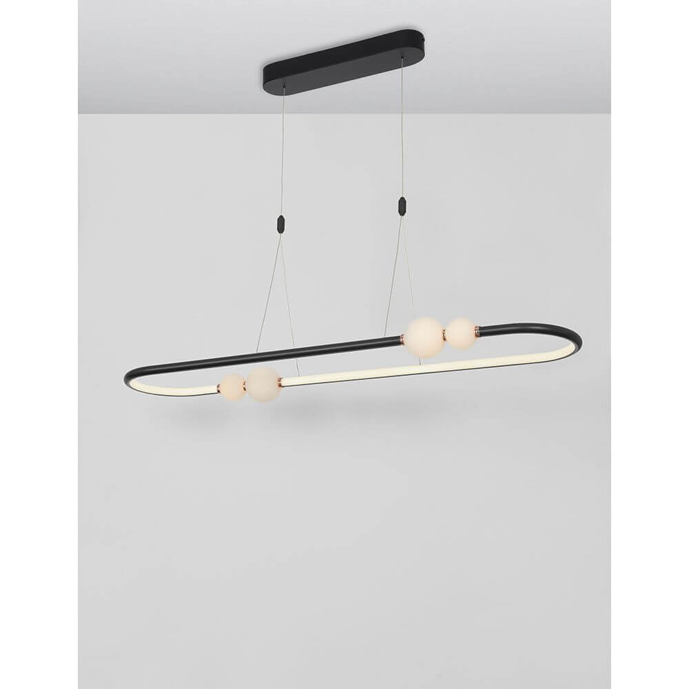 Celia LED Hängeleuchte 100cm in modernem Design mit Aluminium und Glas, ideal für Ess- oder Wohnzimmer.
