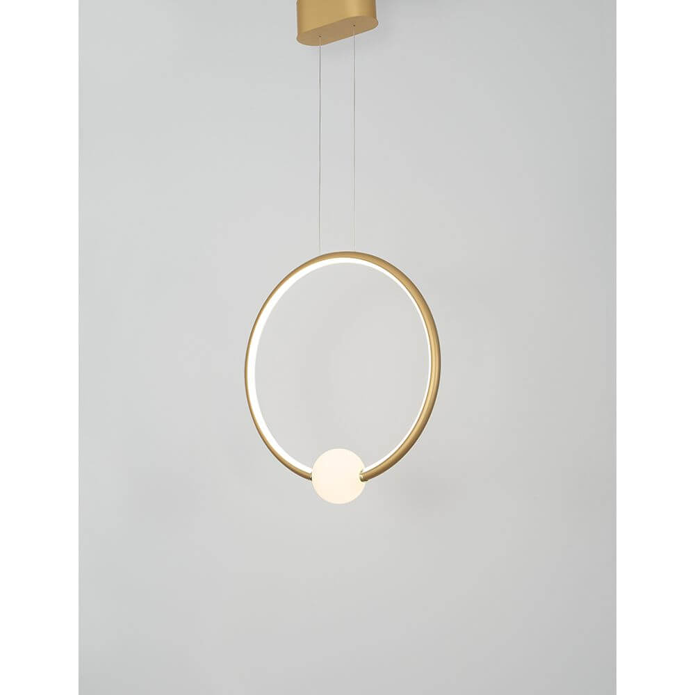 Celia LED Pendelleuchte Ø 43cm in elegantem Gold, modernes Design für Ess- und Wohnzimmer.