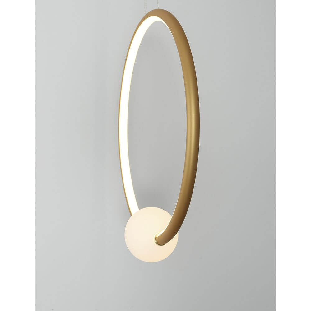 Celia LED Pendelleuchte Ø 43cm in elegantem Gold-Design, moderner Akzent für Ess- oder Wohnzimmer.
