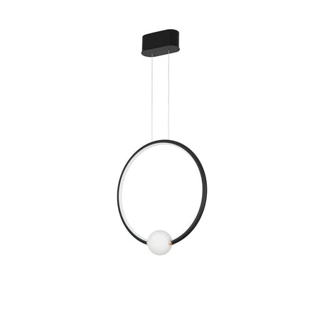Celia LED Pendelleuchte Ø 43cm im modernen Design mit schwarzem Rahmen und weißem Licht.
