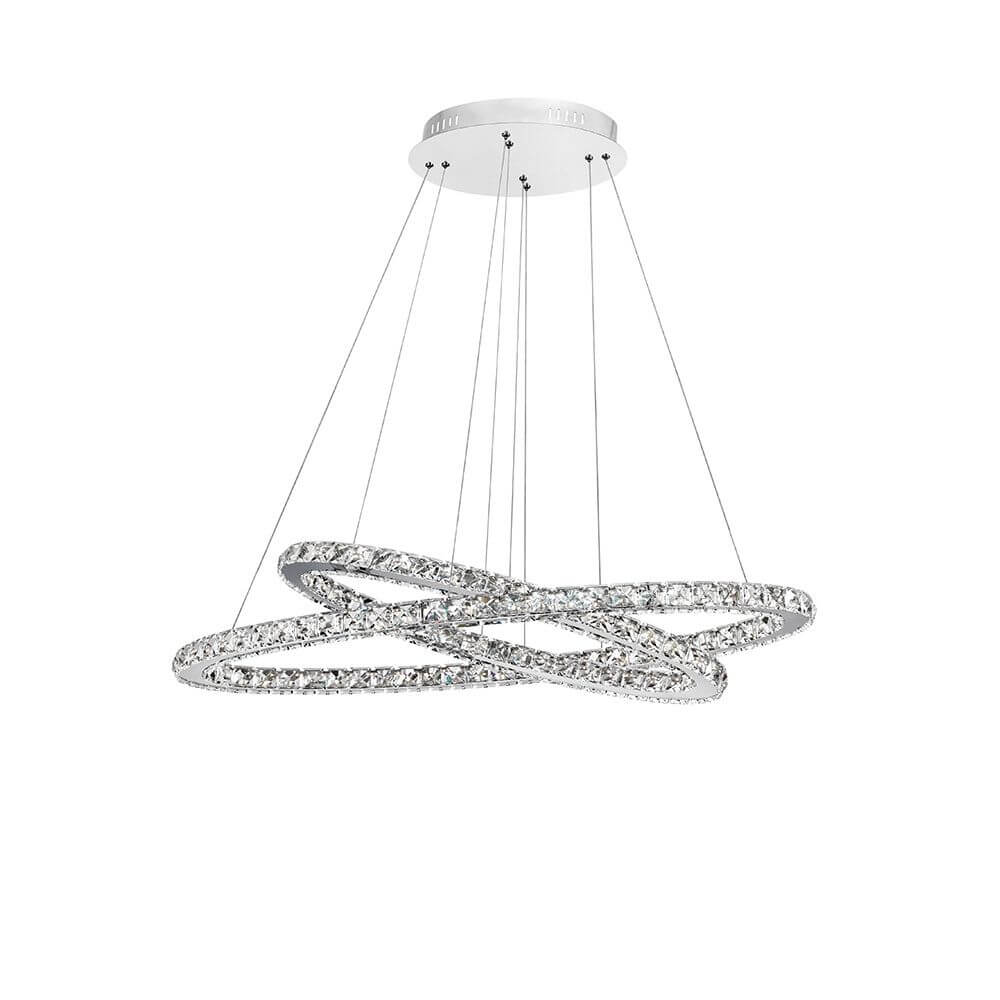 Celine LED Kristall-Hängeleuchte Glas Chrom, moderne drehbare Kronleuchter-Pendelleuchte mit Chromfinish