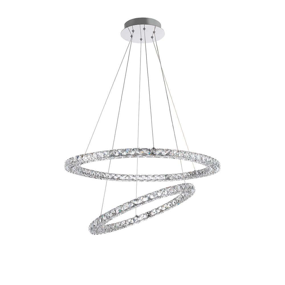 Nova Luce Celine LED Kristall-Hängeleuchte Ø 70cm, moderne Pendelleuchte mit Kristallen und Chromoberfläche.