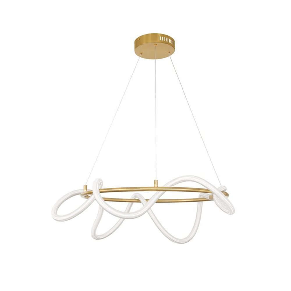 Cerelia LED Hängelampe Ø 60cm in modernem Design mit goldener Halterung und eleganter Silikonumwicklung.