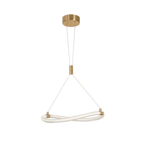 Cerelia LED-hengelampe i messing, gull med elegant design i metall og silikon.