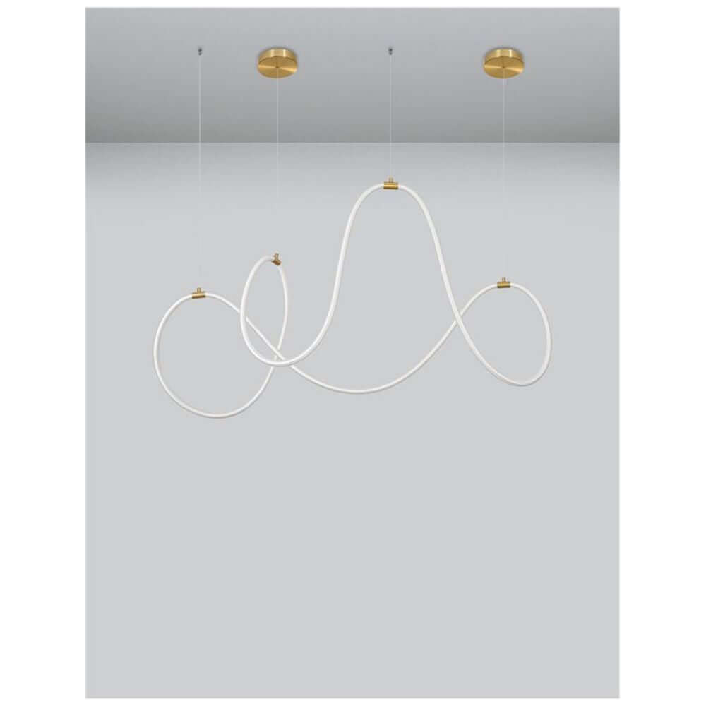 Cerelia LED Hängeleuchte Silikon mit modernem Design und filigranem Gestell aus Messing Gold.