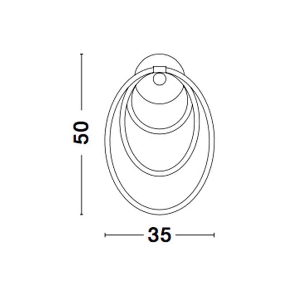 Maßzeichnung der Cerelia LED Wandlampe Silikon mit den Dimensionen 50 cm Höhe und 35 cm Breite.