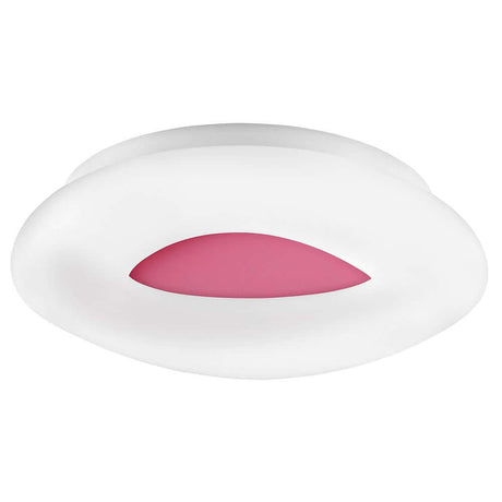 Cia LED acrylic ceiling light in a modern design with a red accent and white housing