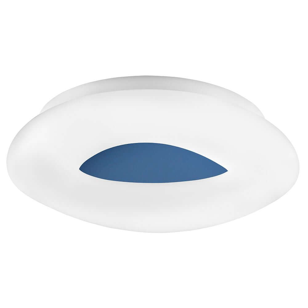 Cia LED Deckenlampe Acryl mit modernem Design und offenem Schirm in Weiß mit blauen Akzenten.