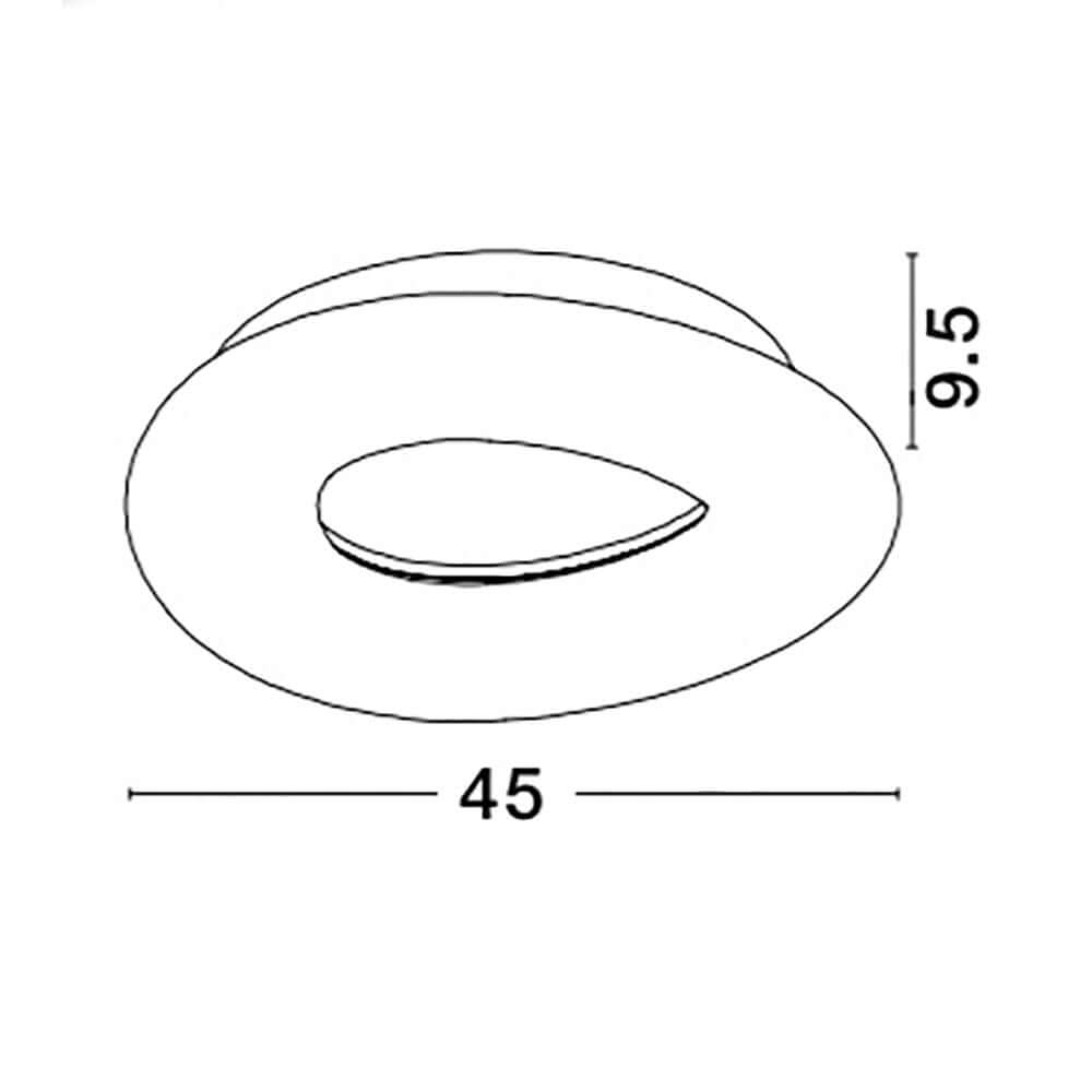 Technische Zeichnung der Cia LED Deckenlampe Acryl mit Abmessungen von 45 cm und 9,5 cm Höhe.