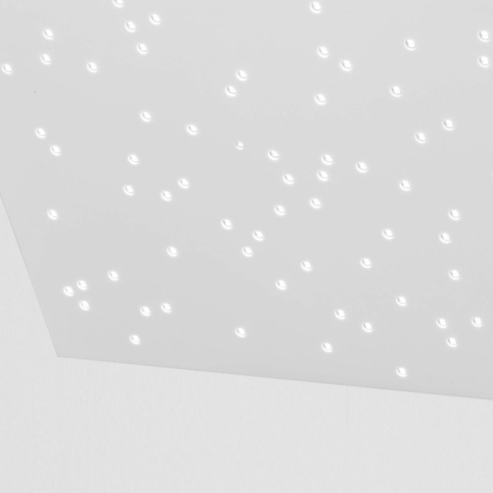 Cielo LED-Sternenhimmel Deckenlampe mit modernen, funkelnden Lichtpunkten auf weißer Oberfläche.