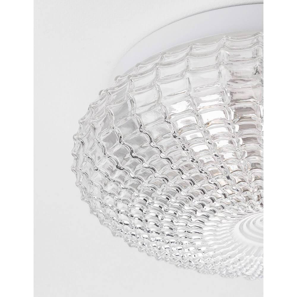 Clam Bad Deckenlampe Glas mit gemustertem Glasschirm im eleganten Design für Badezimmer.