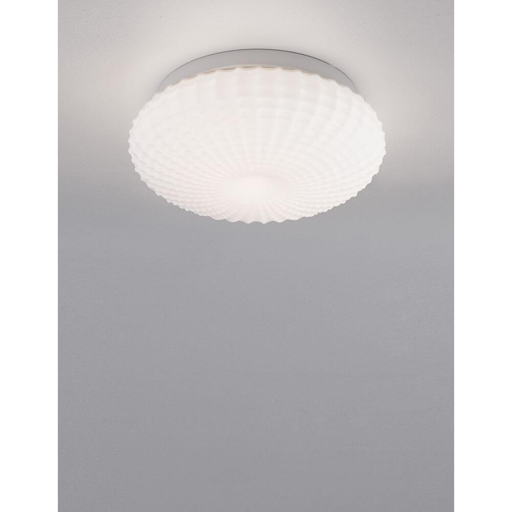 Clam Bad Deckenlampe Glas mit elegantem, gemustertem Glasschirm für Badezimmer.