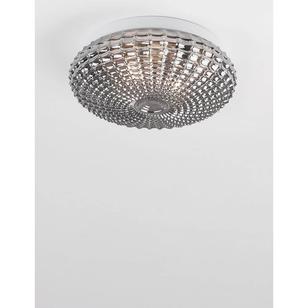 Clam Bad Deckenlampe Glas mit elegantem, gemustertem Glasschirm und zwei Lichtquellen für Badezimmer.