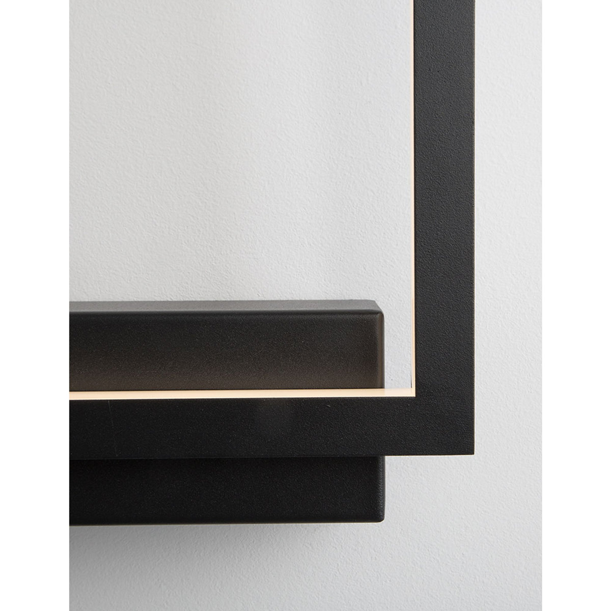 Nova Luce Cornice LED square wall light, black metal frame design with integrated LED lighting, modern geometric shape