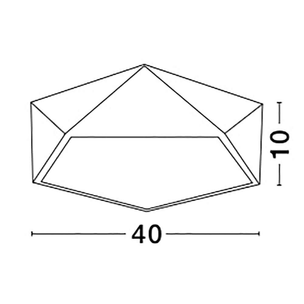 Technische Zeichnung der Darius Deckenlampe Metall mit Abmessungen 40 cm x 10 cm.