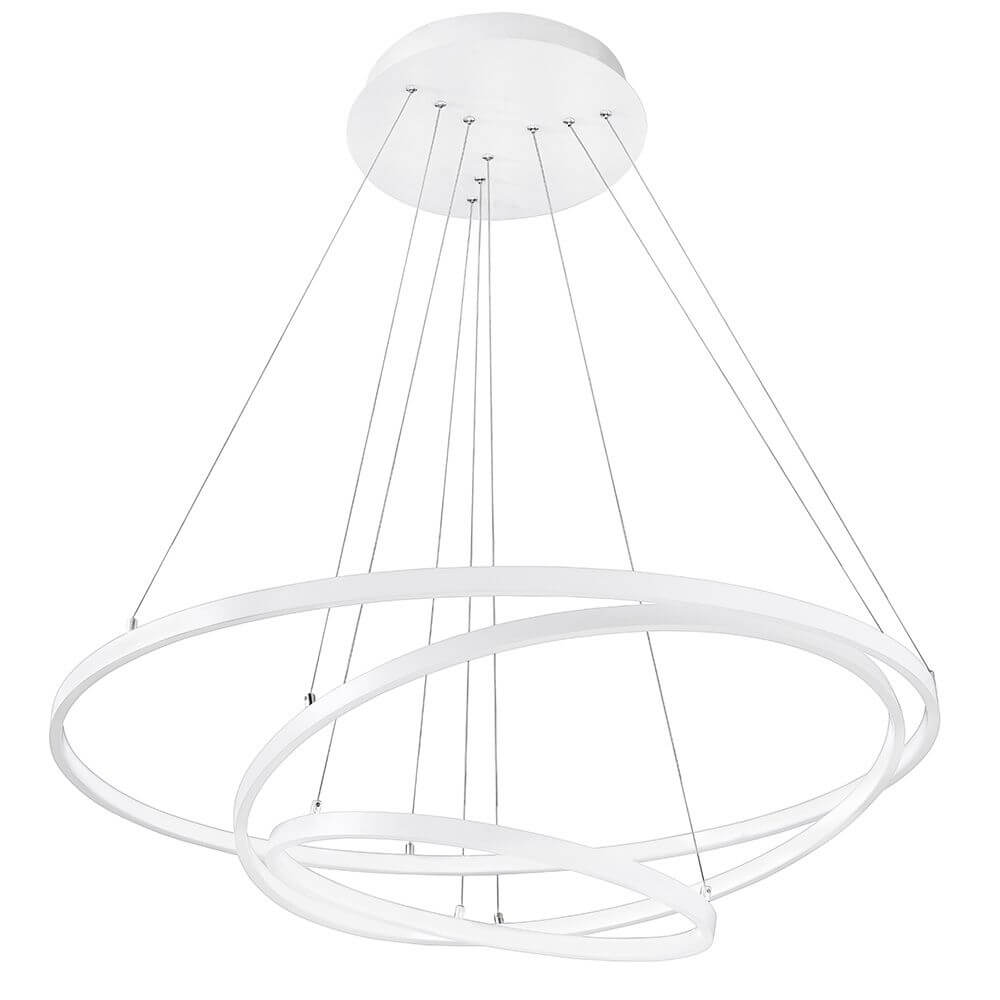 Dea LED Hängelampe Weiß in modernem Design mit zwei ineinanderliegenden Ringen und klarer Beleuchtung.