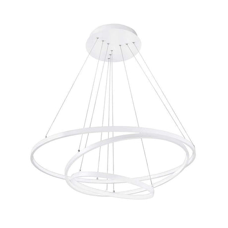 Dea LED Hängeleuchte Metall Weiß mit modernem, minimalistischen Design und weißen Leuchtringen.