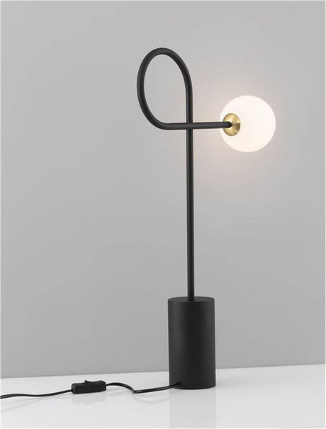Candeeiro de mesa Dedalo vidro preto opala