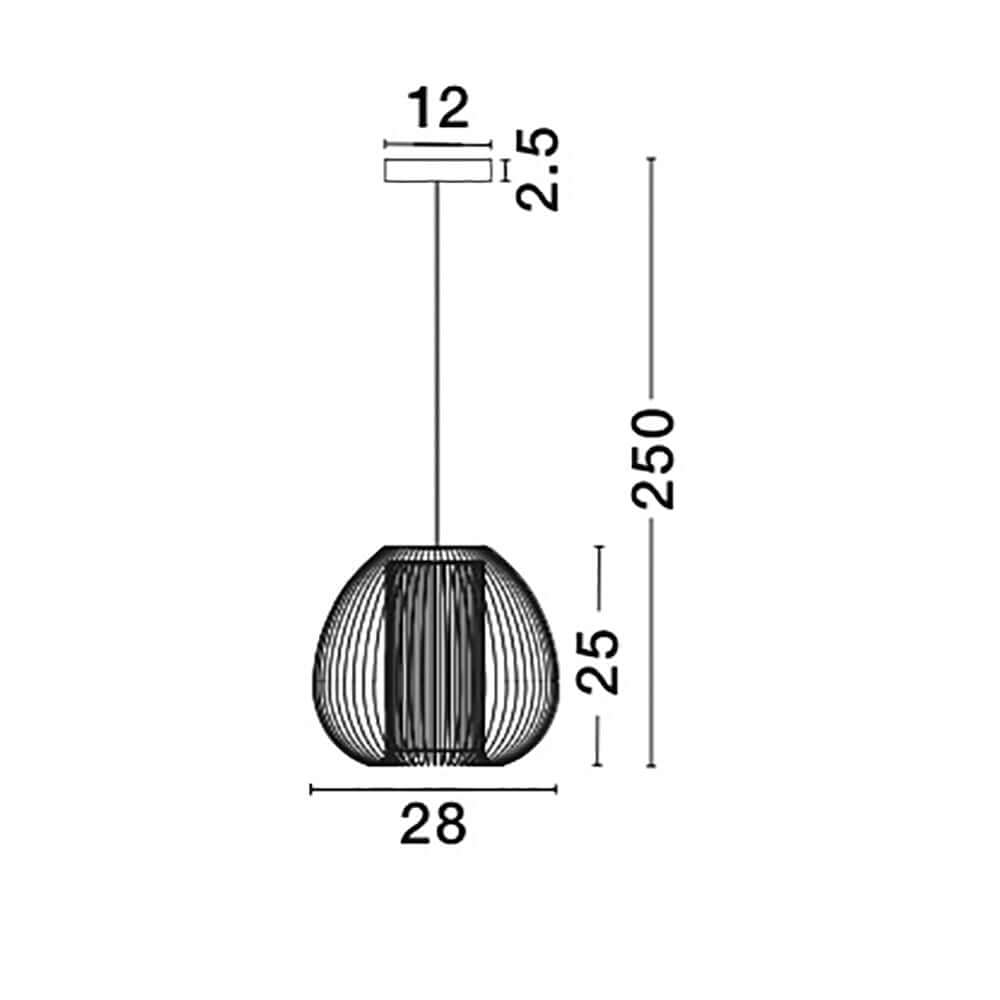 Technische Zeichnung der Desire Pendelleuchte Ø 28cm mit Abmessungen.