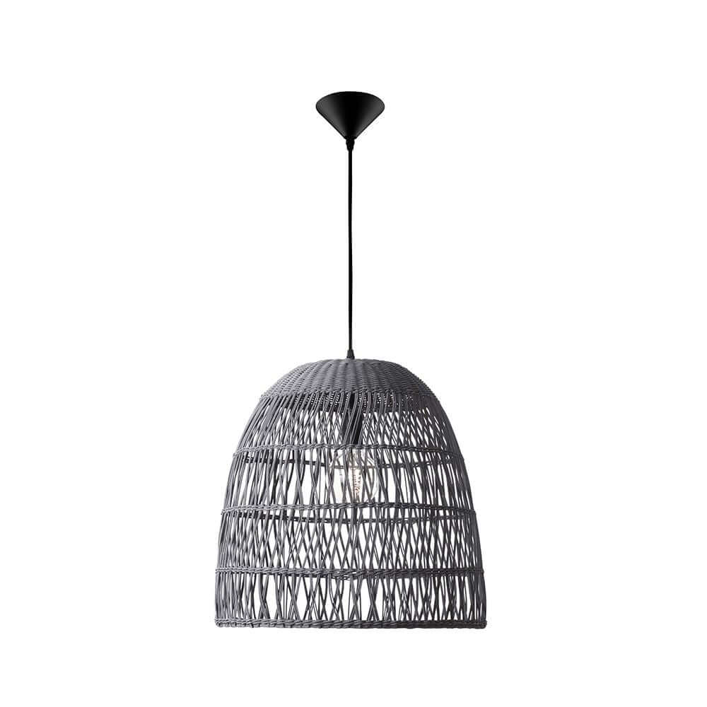 Destin Hängelampe Grau Rattan, elegante Pendelleuchte aus robustem Rattan für Esszimmer und Wohnzimmer.