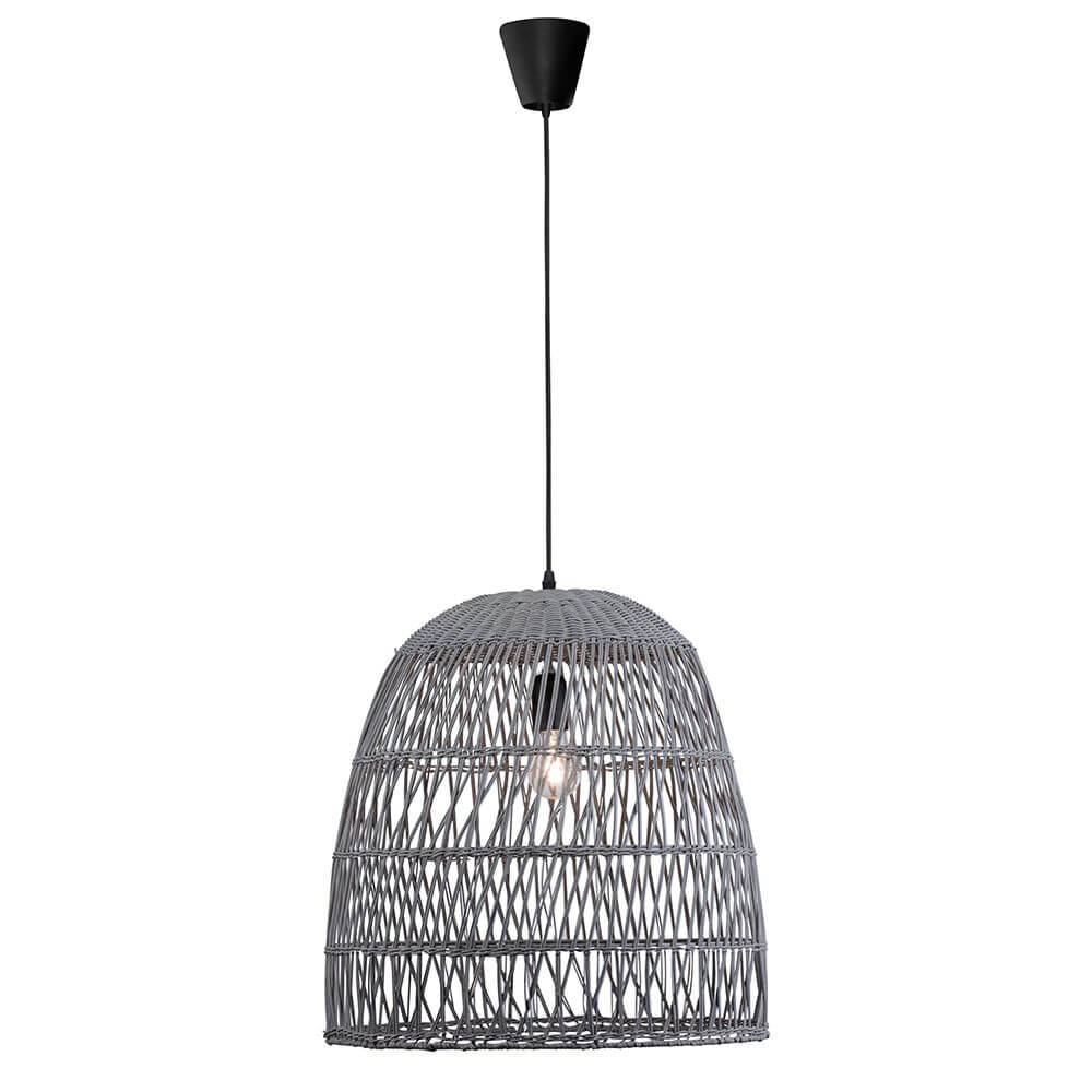 Destin Hängelampe Grau Rattan aus Rattan, ideal für Esszimmer und Wohnzimmer, nachhaltiges Naturprodukt.