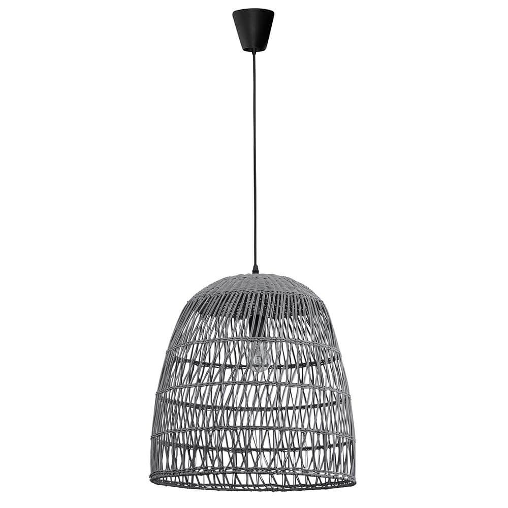 Destin Hängelampe Grau Rattan aus Rattan, ideal für Esszimmer oder Wohnzimmer im Ethno-Stil.
