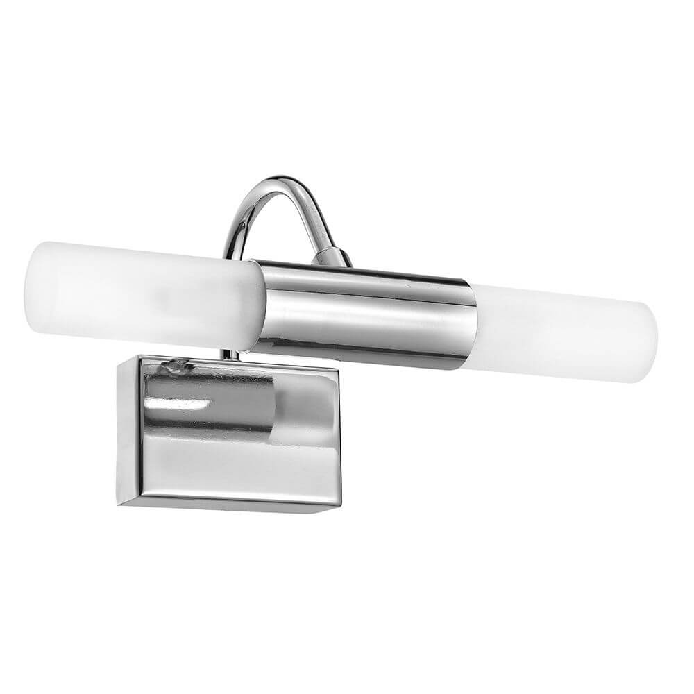 Dritto Wand- & Spiegelleuchte Chrom, Opal mit modernem Design und IP44-Zertifizierung für Badezimmer.