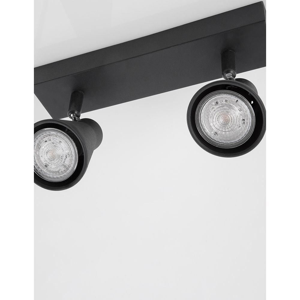 Dublin LED Balkenstrahler 2-flammig, moderne Deckenlampe mit drehbaren Strahlern in Schwarz.